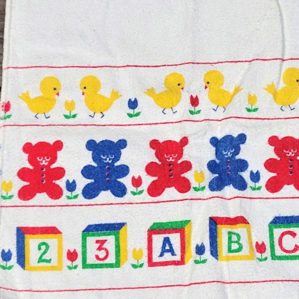 Vintage Riegel Bears Ducks Tulips Blocks Baby Receiving Blanket Bundle Cotton